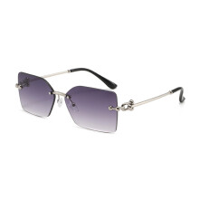 (SilverFrameGradientGray)Stylish Frameless Square Sunglasses With Metallic Frame And Uv Protection For Parties And Outdoors