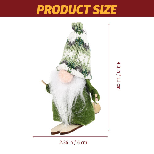Skiënde kerstman kabouter ornament groen 1 stuk 2