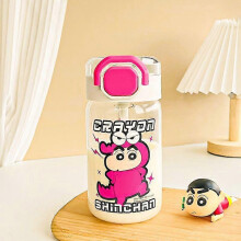 (C) Kawaii Crayon Shin-chan Cute Glass Water Cup Girls Cartoon Straw Cups High Value Student Portable High Temperature Cup