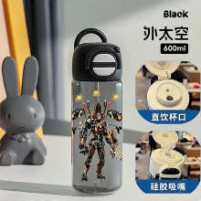 (6) 600ml Cartoon Skibidi Toilet Water Bottle Leakproof Plastic Straw Cup Portable Outdoor Travel Large Capacity Sports Water Bottle