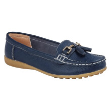 (9 UK, Navy Blue) Boulevard Womens/Ladies Action Leather Saddle Loafers