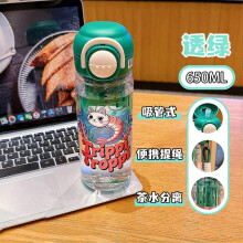 (16) 650ML Italian Brainrot Cartoon Large Capacity Plastic Straw Water Bottles Sports Water Bottle Portable Leak-proof Drinkware Cup