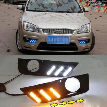 (White and yellow) 1 Set For Ford Focus 2005 2006 LED DRL Daytime Running Lights Daylight Fog Lamp cover with yellow light