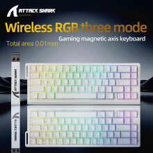 (White Line Wireless) X68HE ATTACK SHARK Magnetic Gaming Keyboard Mechanical Wired for Pro Gaming 0.01mm Rapid Trigg 8000Hz SOCD/Rs 0.125ms 128K Rate