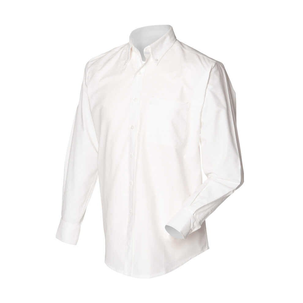 (3XL, White) Henbury Mens Long Sleeve Classic Oxford Work Shirt