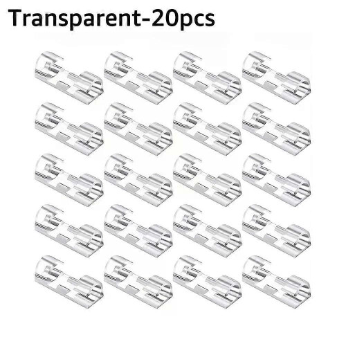 (20pcs White) ABS Cable Organizer Clips Self Adhesive Wire Manager Cord Holder Desktop Workstation USB Charging Data Line Bobbin Winder