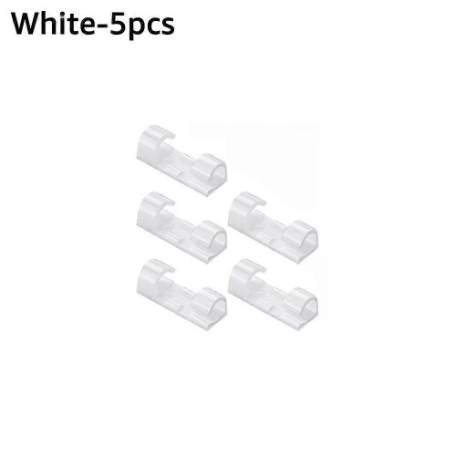 (5pcs Transparent) ABS Cable Organizer Clips Self Adhesive Wire Manager Cord Holder Desktop Workstation USB Charging Data Line Bobbin Winder