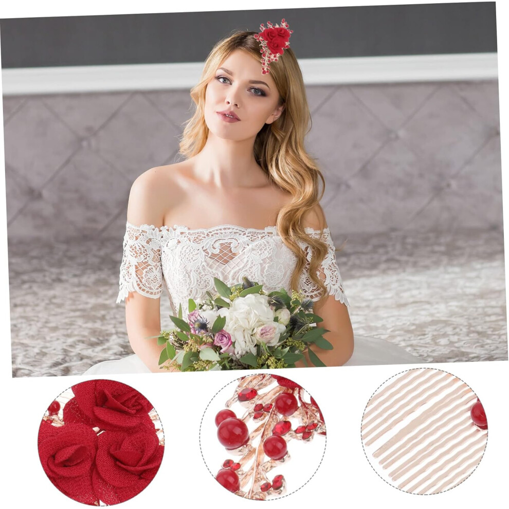 Hkhbjs Bridal Hair Comb Flower Design Elegant And Rhinestone Wedding Headpiece