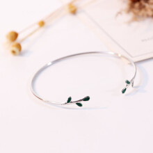(Dark Green) Bracelet Boucle Femme Motif Feuille Mariage