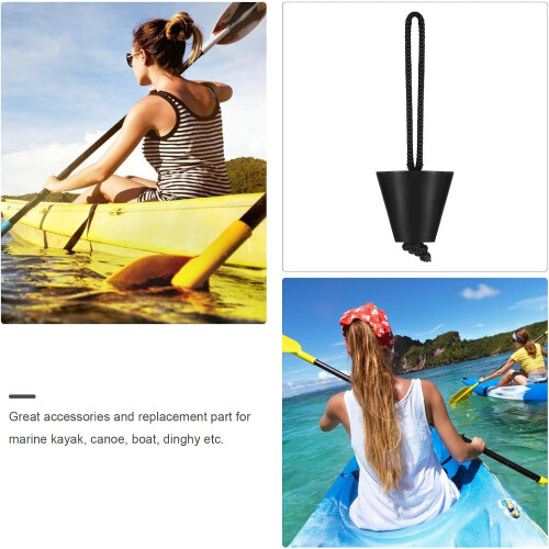 6pcs Waterproof Silicone Kayak Scupper Plug Set, Black Boat Drain Plug Kit 2