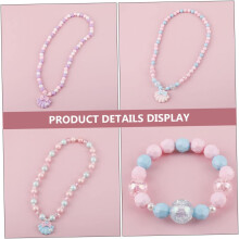 Acrílico Pearl Shell Colar e Pulseira Conjunto para Meninas, Crianças Beaded Joias Kit com 3 Colares e 1 Pulseira