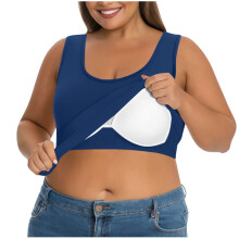 Tanktops mit integrierten BHs, U-Ausschnitt, sportliche-Blau L