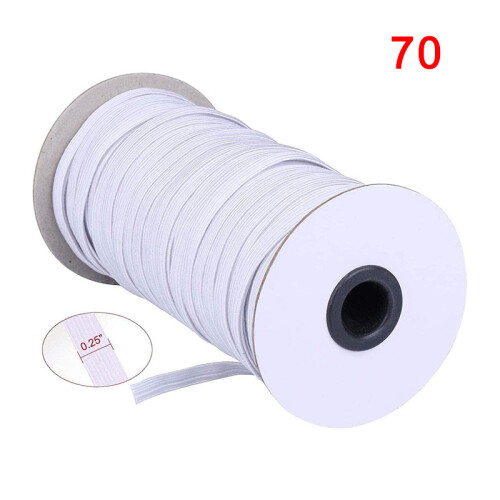 (White, 70 Yards) 6 mm elastisches Gummiband für Nähen & DIY