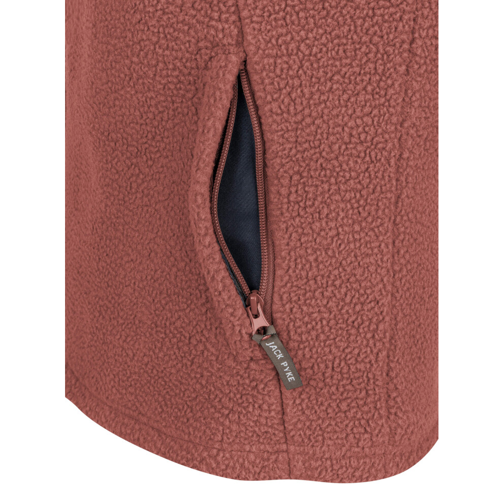 Jack Pyke Ladies Half Zip Sherpa Fleece Pullover Burnt Copper Medium