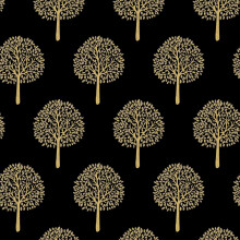 Papel Pintado Autoadhesivo Vinilo 50x300 cm Negro Árboles Dorados — vinilo para muebles, decoración pared salón