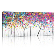 Cuadro en Lienzo Abstracto Grande Árbol de Colores 120 x 50 cm — decoración pared salón, arte moderno lienzo