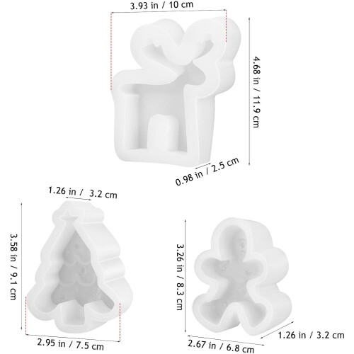 3pcs árvore de Natal gengibre alce molde silicone flexível molde de Natal 1
