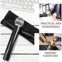 3pcs Cordless Microphone Bag Pu Leather Microphone Organizer with Drawstring Zipper Dustproof Design Portable Storage Bag for Travel