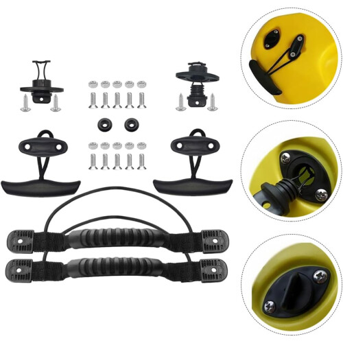 Kayak Handle Kit with T-Style Pull Handles and Drain Plug Screws for Kayak Accessories 1