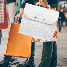 Borsa con manico grande e organizer per documenti, borsa a tracolla rettangolare in feltro, portatile, capiente.