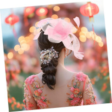 Delicato copricapo in rete con piume per donna, elegante cappello da tè, fascinator da sposa