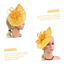 Netting Brudehatt Pannebånd Fascinators Klips for Kvinner Bryllup Teselskap Kirkeslør Tilbehør Gul