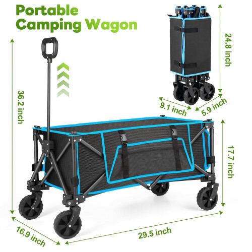 Morpilot Folding Festival Trolley on Wheels - Foldable Camping Cart 150lbs Pull 2