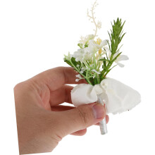Herrebryllupsbrosje i pe-stoff med blomsternål i koreansk stil