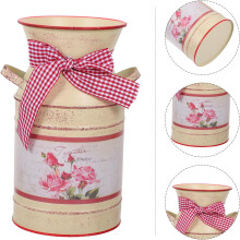 Mehrzweck-Blumenkübel aus beigefarbenem Eisen mit Schleife für dekorative Zwecke