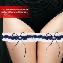Blaues Spitzen-Braut-Schleifen-Beinband mit Herzring für Brautaccessoires