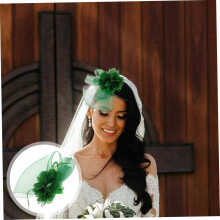 Elegant Flower Headpiece with Mesh Ribbons for Women Green Fascinator Hat Hair Accessory