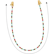 Colorful Beaded Glasses Chain Eyeglass Holder with Clip Spectacles Hanging Chain for Women Daily Use