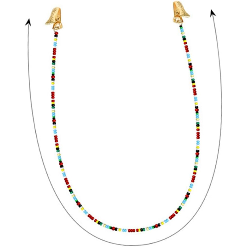 Hkhbjs Colorful Beaded Glasses Chain Eyeglass Holder With Clip Spectacles Hanging Chain For Women Daily Use