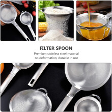 Soy Milk and Juice Fine Mesh Strainer Spoon with Long Ergonomic Handle and Stainless Steel Material