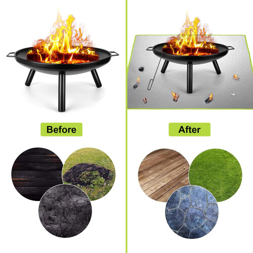 Fire Pit Mat ZITFRI 100x100cm Square Fireproof Mat Grill Mat, 2 Layer Fire Resis 2