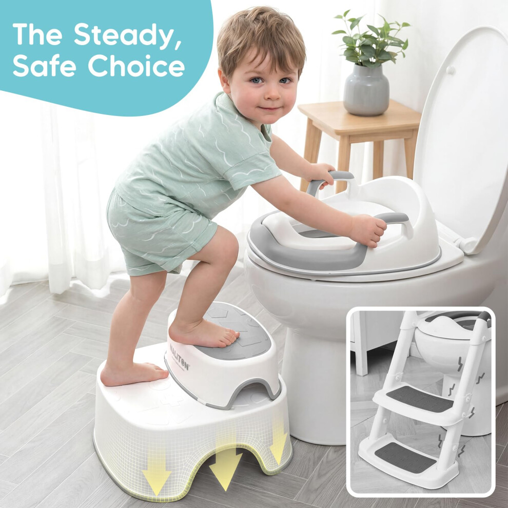 Maliton Potty Training Toilet Seat With 2 Step Stool, Stable Toddler Toilet Seat