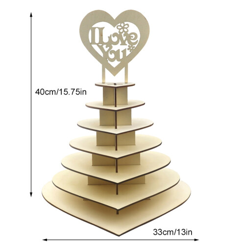 Wooden Heart-Shaped 7-Tier Chocolate Display Stand 2