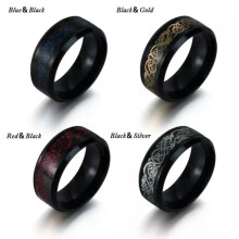Men's Dragon Wedding Ring in Stainless Steel & Titanium -