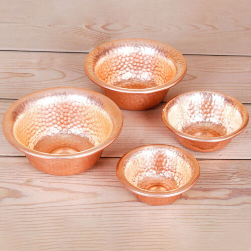 Stainless Offering Bowl Copper-Tone Hammered 1 Pc 1