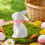 Ceramic Easter Bunny Figurines with Gingham Bows Set of 4 2
