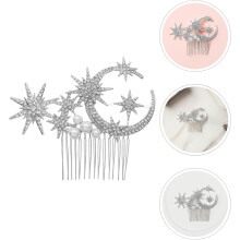 Dromerige diamanten haarkam met sterren en maanmotief, bruidshaaraccessoires voor vrouwen, metalen strass zijclip