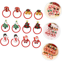 Set di 12 elastici per capelli natalizi, fermacoda elastici, fasce per capelli di Natale, accessori per feste natalizie