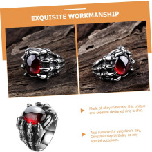 Bague en alliage avec pierre rouge, style gothique punk, griffe de dragon, pour homme, occasions spéciales et quotidien.