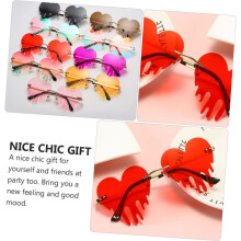 Lunettes de soleil sans monture en forme de cœur pour femmes, lunettes de mode élégantes