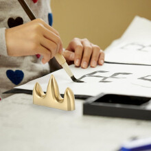 Soporte de latón para pinceles de caligrafía china, reposaplumas con forma de montaña y soporte para pinceles de escritura.