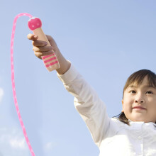 Corde à sauter rose ajustable de 2,6 m en coton pour exercices de fitness