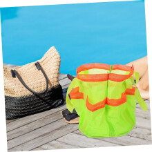 Große Strandtasche aus Netzgewebe mit Henkel, fluoreszierend grün, Reise-Aufbewahrungstasche