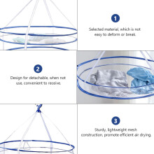 Étendoir à linge pliable à double couche, filet à linge en maille, panier léger en gaze et fil d'acier