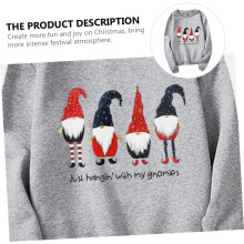 Sweat-shirt de Noël à manches longues pour femme, imprimé tendance, gris, idéal pour les fêtes.