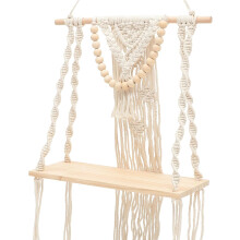 Étagère murale pour plantes suspendues, en bois de coton beige, style bohème, facile à installer